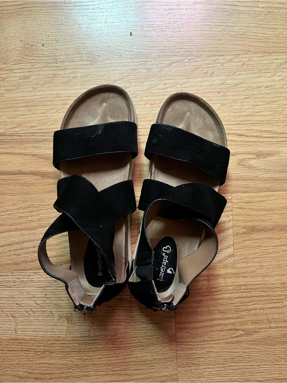 Black Suede Strappy Slide Sandals